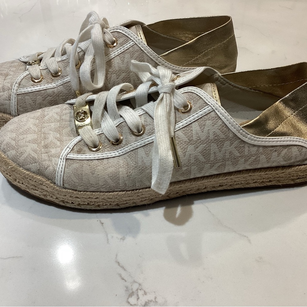 Michael Kors Cream and Gold Sneakers